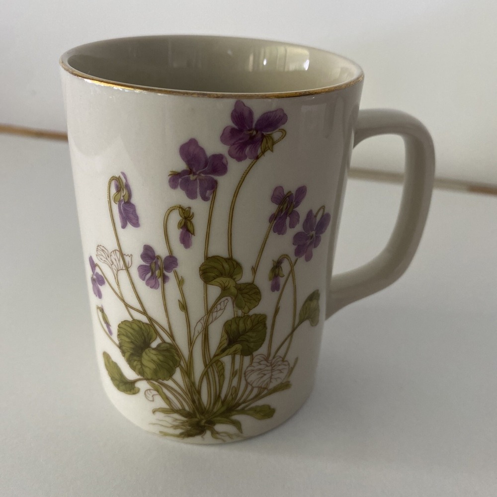 Otagiri Coffee Mug  Violets  4" Japan Gold Rim Floral Tea Cup – No Chips